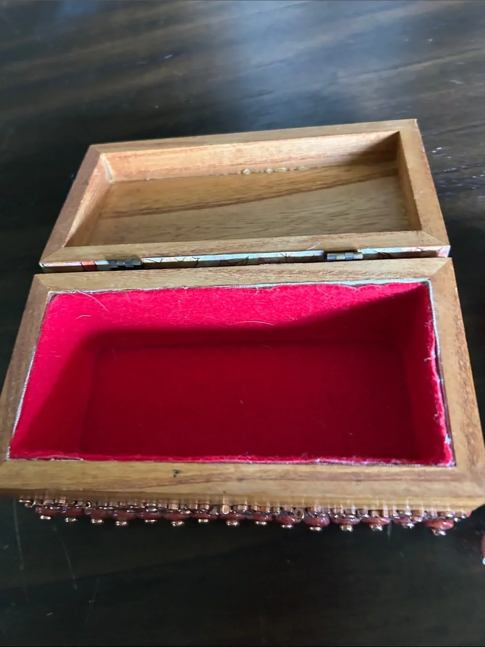 Handcrafted Coral and Gold Accent Decorative Jewelry Box